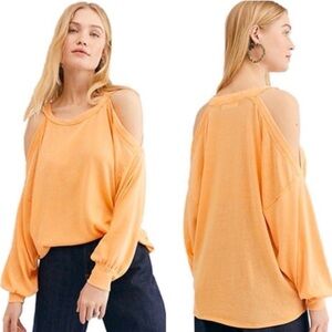 We The Free Chill Out Cold Shoulder Longsleeve Orange Top Women’s Size XS